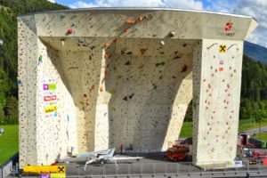 Imst Outdoor Climbing Wall. Venue for Youth Color Climbing Festival.